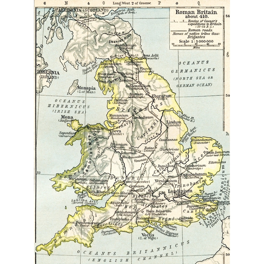 Map Of Roman Britain C. 410. From Historical Atlas Published 1923. by Ken Welsh / Design Pics Image 1