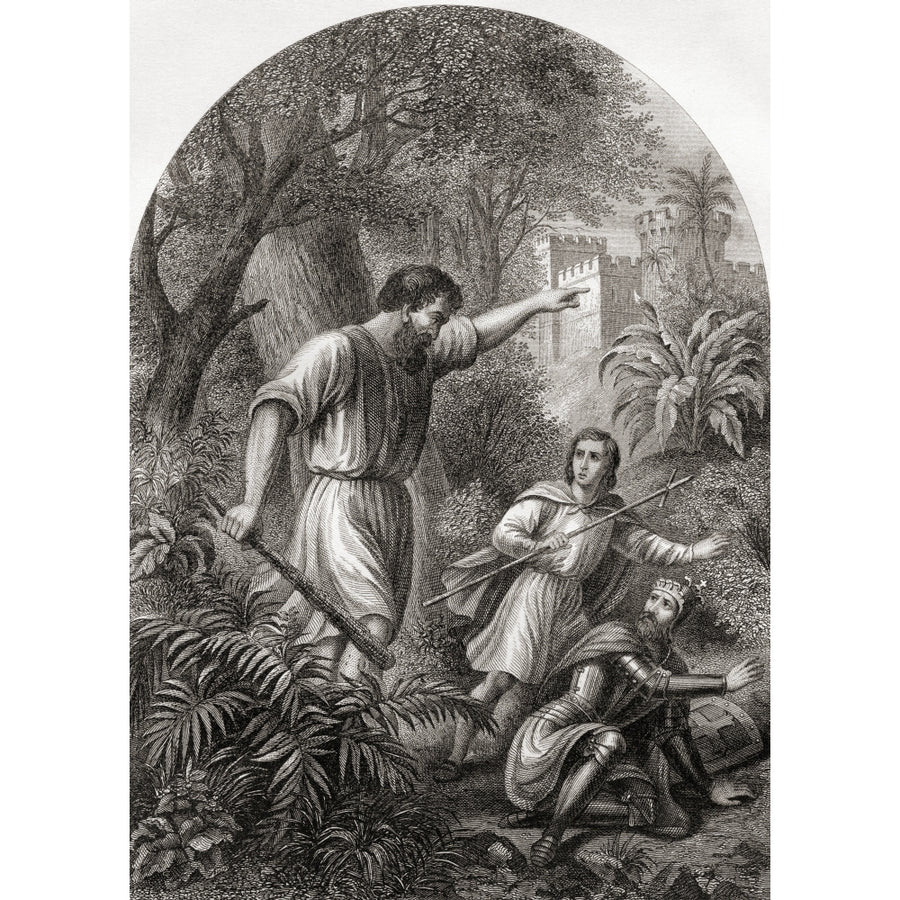 Giant Despair Discovers Christian And Hopeful On His Grounds. From The Pilgrims Progress By John Bunyan. 19th Century Image 1