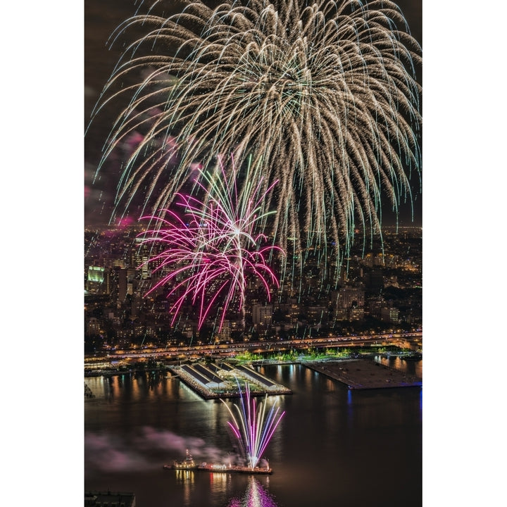 Fourth of July Macys fireworks over the East River; York City York United States of America Print Image 1