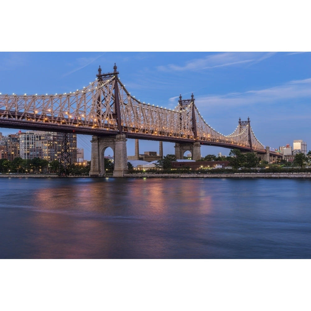 Queensboro Bridge at twilight; Queens York United States of America Poster Print Image 2