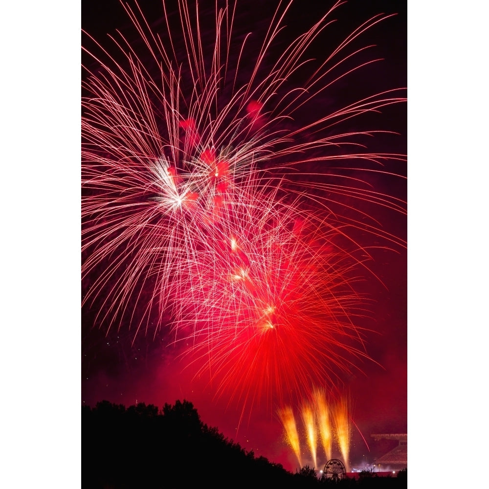 Colourful fireworks; Calgary Alberta Canada Poster Print Image 1