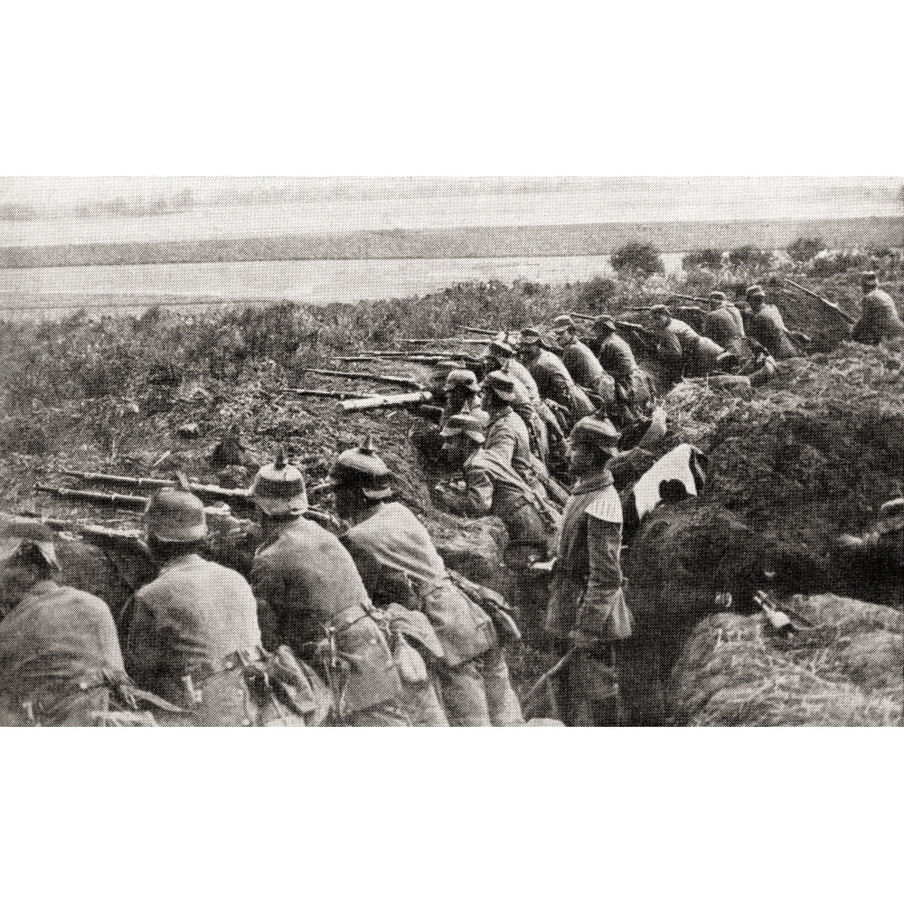 German Troops Firing From Trenches Under The Direction Of An Officer During Wwi. From The War Illustrated Album Deluxe Image 1