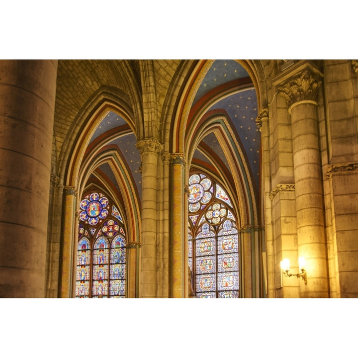 Gothic arches in cathedral Notre-Dame; Paris France Poster Print Image 2