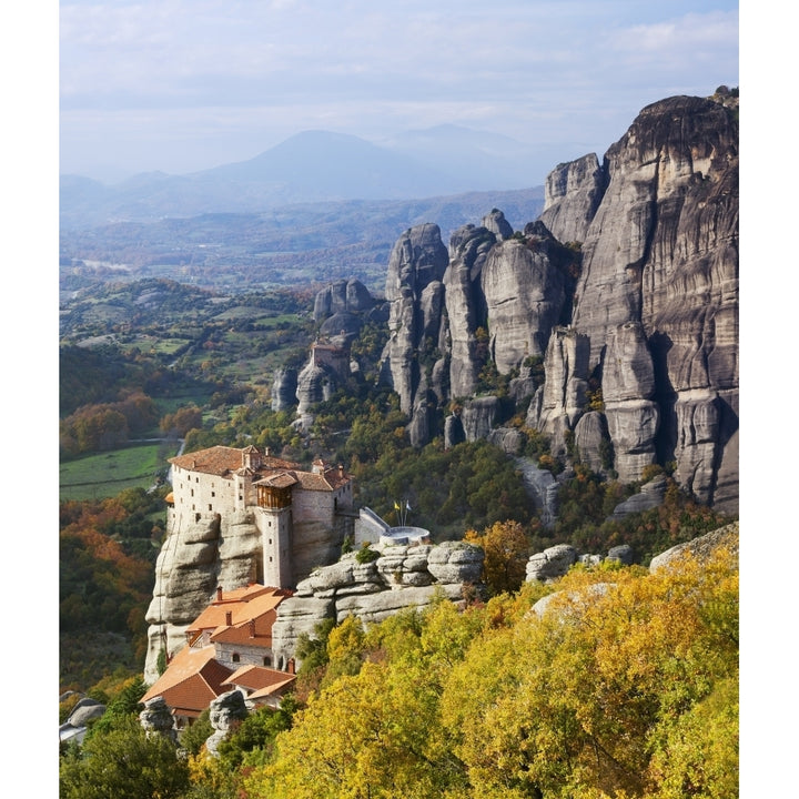 Monastery on a cliff; Meteora Greece Poster Print Image 1