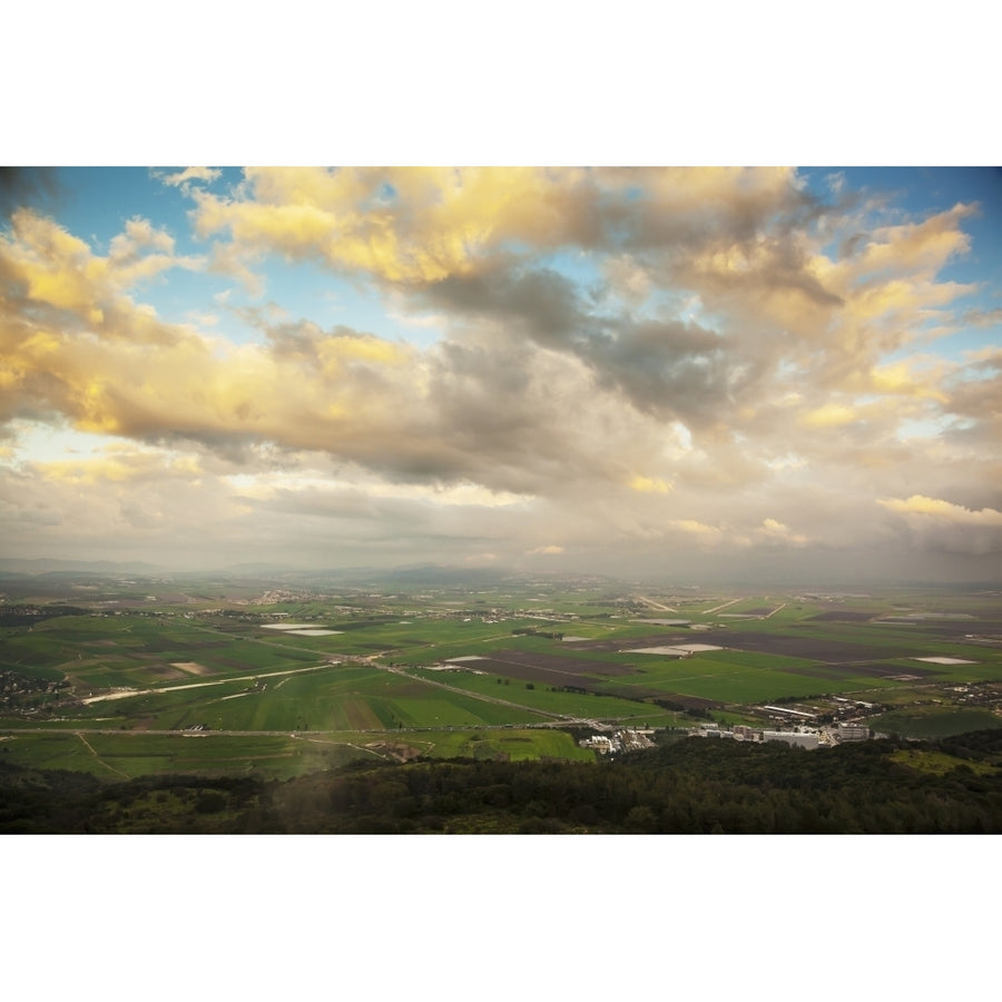 Mount Carmel with glowing clouds over Jezreel Valley; Israel Poster Print Image 1