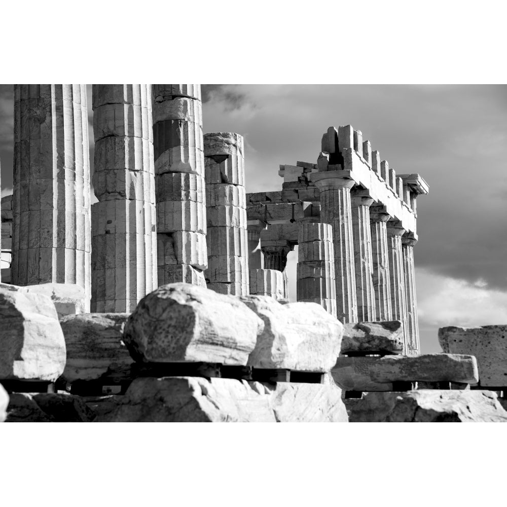 Mono piles of stones before ruined Parthenon; Athens Attica Greece Poster Print Image 1