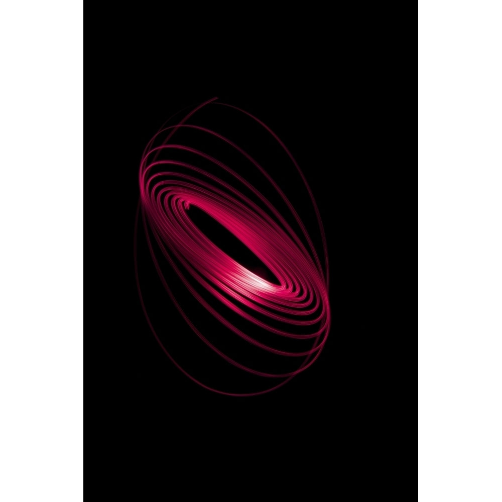 Red light curving in a sphere shape on a black background Poster Print Image 1