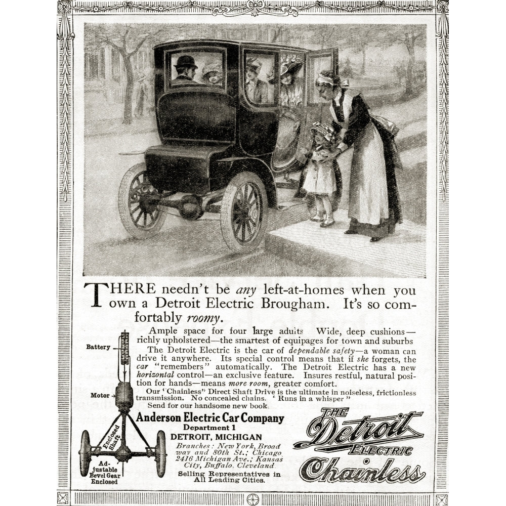 Advertisement For The Detriot Electric Chainless Brougham Car From The Saturday Evening Post 1911. by Hilary Jane Morgan Image 1