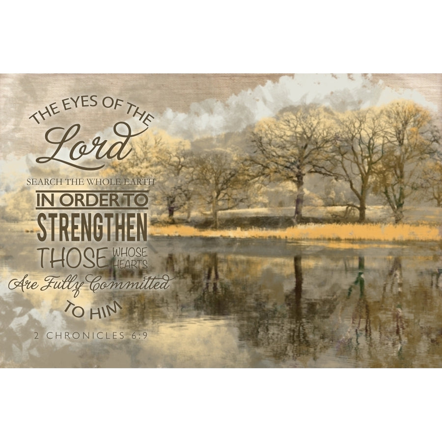 Image Of Trees At The Waters Edge Reflected In The Water And A Scripture From 2 Chronicles 6:9 by Tim Antoniuk / Design Image 1