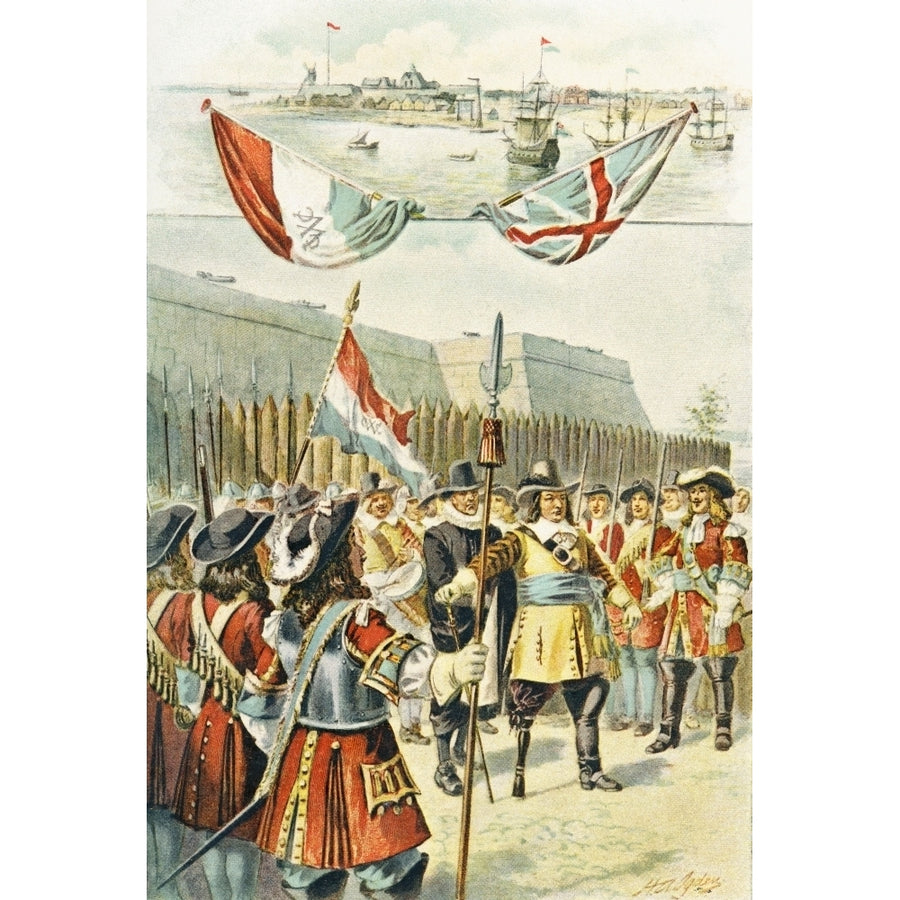 The Dutch Surrender Amsterdam America To The English September 8th 1664. From The History Of Our Country Published 1899 Image 1