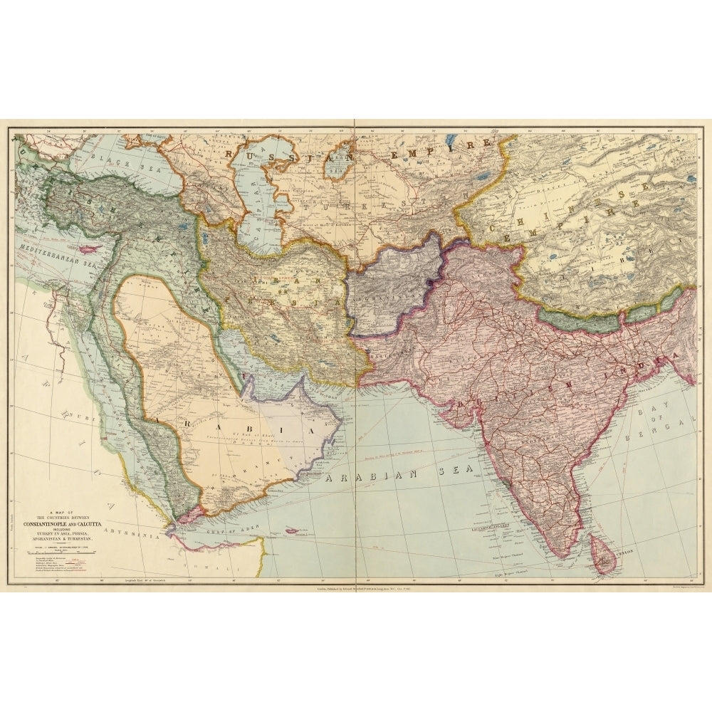 The Countries Between Constantinople And Calcutta Including Turkey In Asia Persia Afghanistan And Turkestan. Middle East Image 1