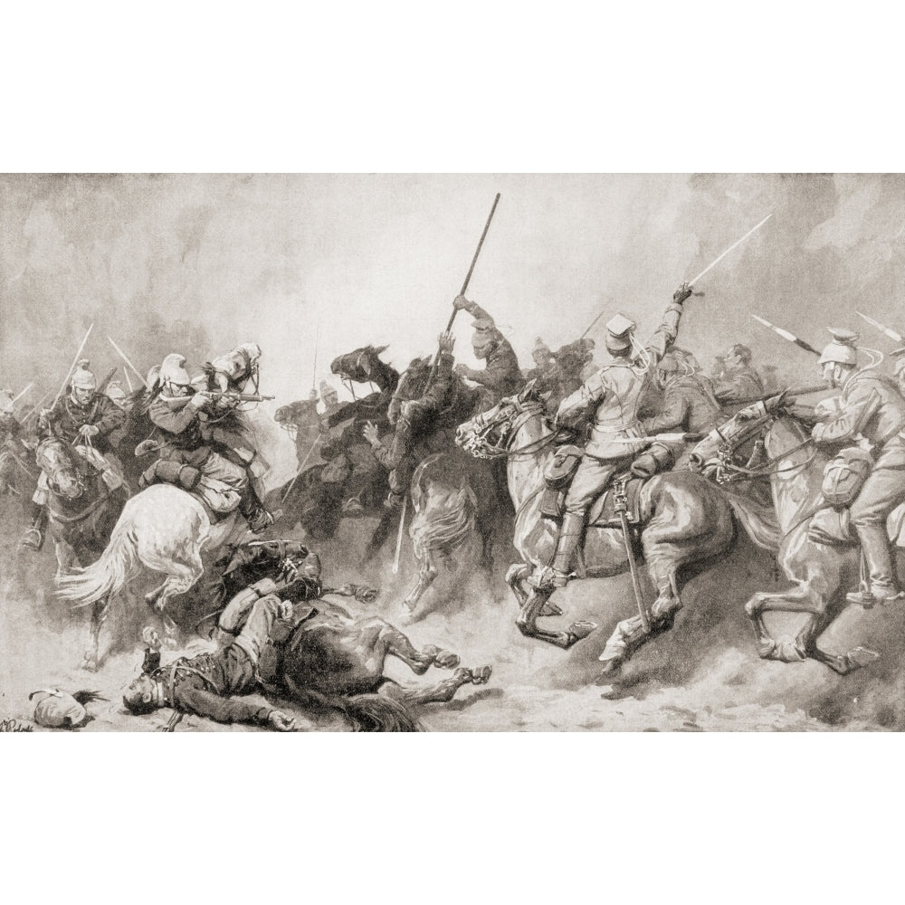 German Uhlans Engaging French Dragoons At Perwez Belgium During Wwi. From Illustrierte Geschichte Des Image 1