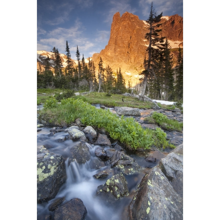 First light on Longs Peak at Chasm Lake in Rocky Mountain National Park; Colorado United States of America Image 1