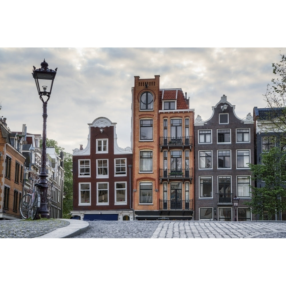 Unique residential buildings and a lamp post; Amsterdam Netherlands Poster Print Image 2