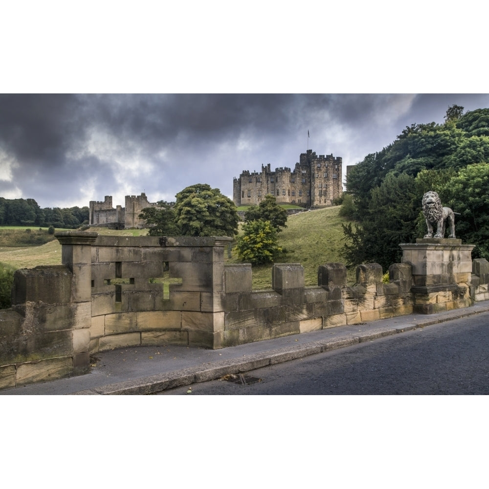 Alnwick Castle with crosses in the stone wall; Alnwick Northumberland England Poster Print Image 1