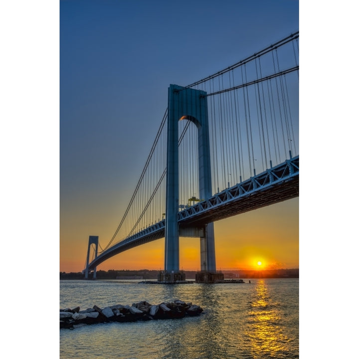 Verrazano-Narrows Bridge at sunset; Brooklyn York United States of America Poster Print Image 1