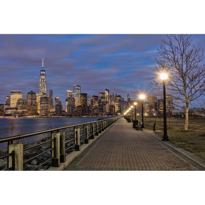 Manhattan skyline at twilight Liberty State Park; Jersey City Jersey United States of America Print Image 2