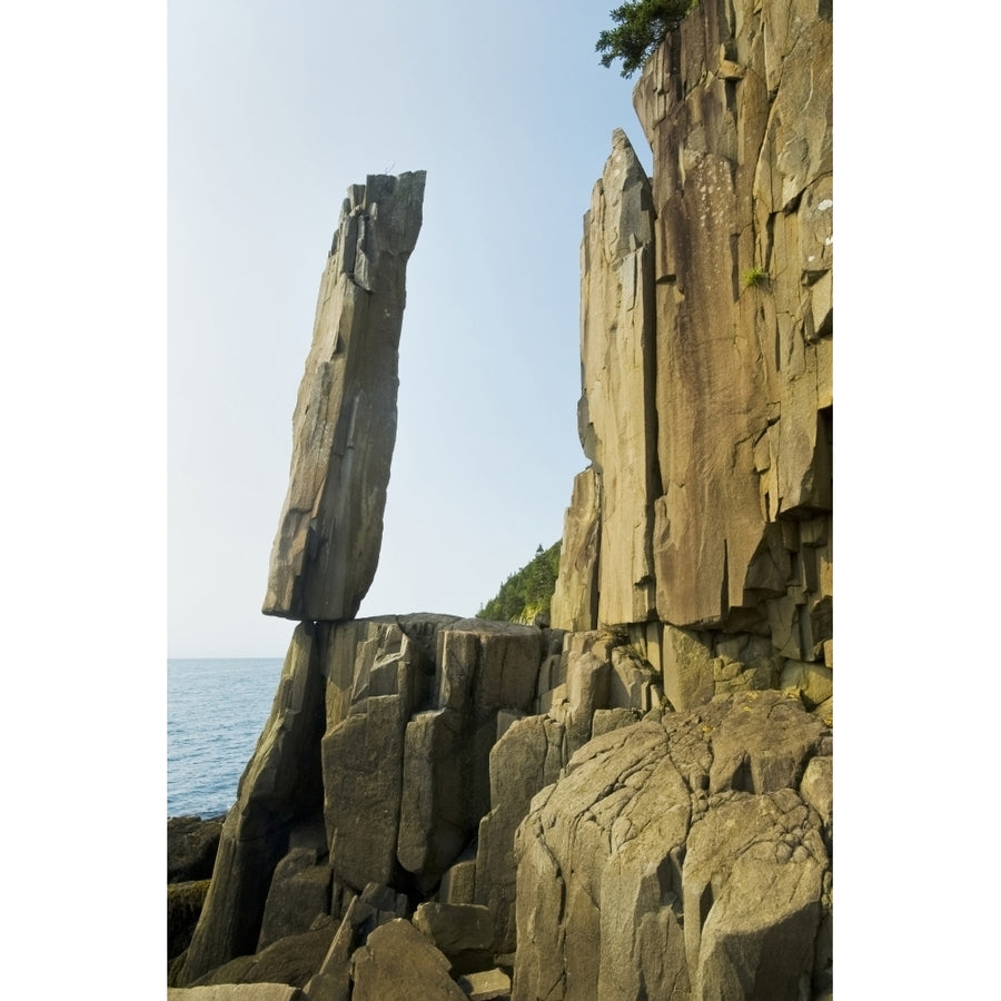 Balancing rock basalt rock cliffs Bay of Fundy; Long Island Nova Scotia Canada Poster Print by Dave Reede / Design P Image 1