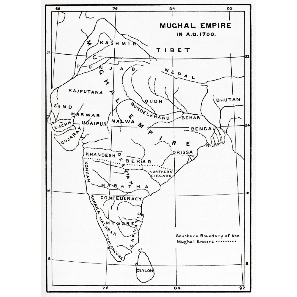 Map Of The Mughal Empire In India 1700. From Hutchinsons History Of The Nations Published 1915. by Ken Welsh / Design Image 1