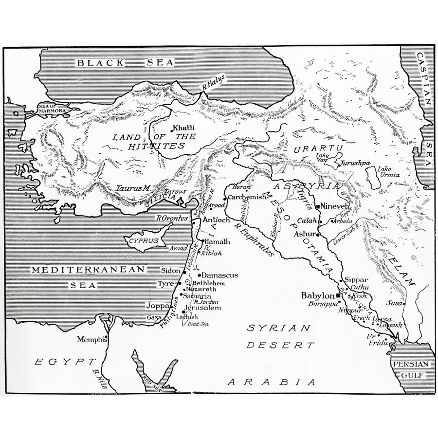 Map Of The Babylonian Assyrian And Hittite Empires. From Hutchinsons History Of The Nations Published 1915. by Ken Welsh Image 1