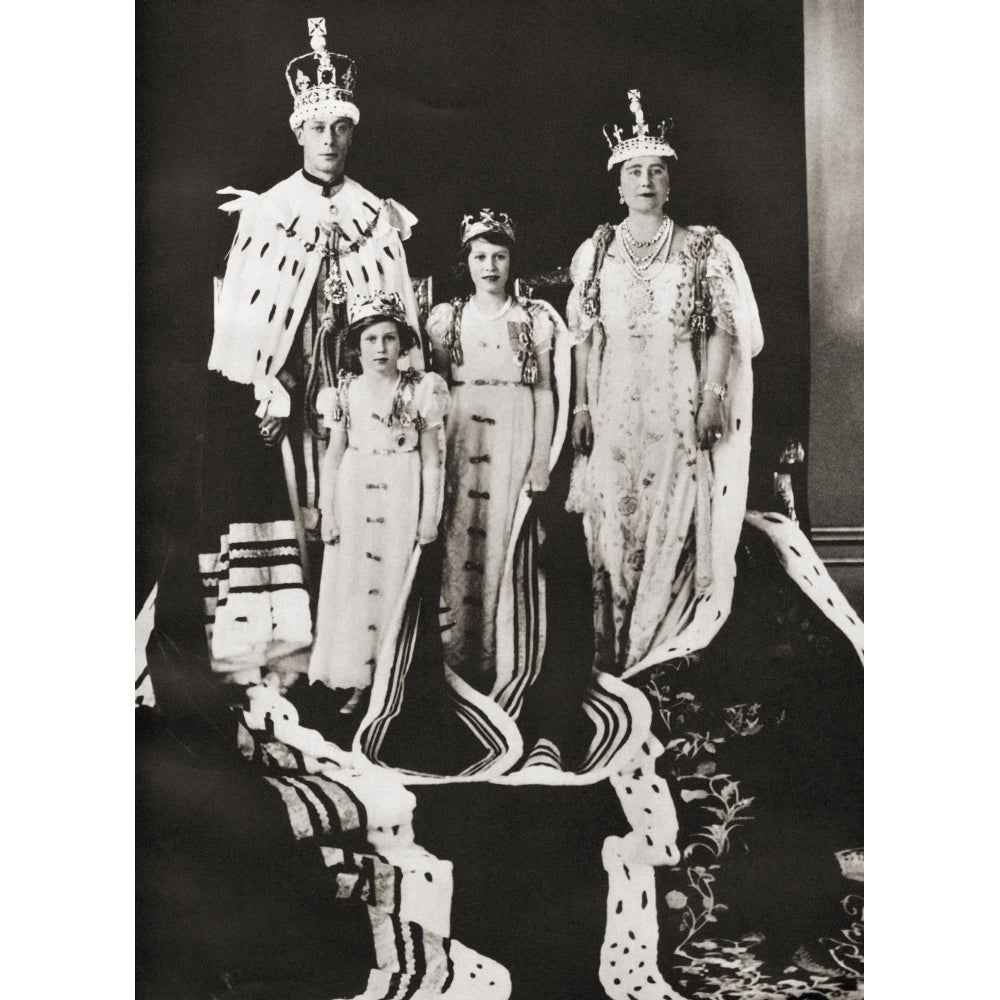 King George Vi And His Wife Queen Elizabeth Seen Here The Day Of Their Coronation 12 May 1937 With Their Daughters Image 1