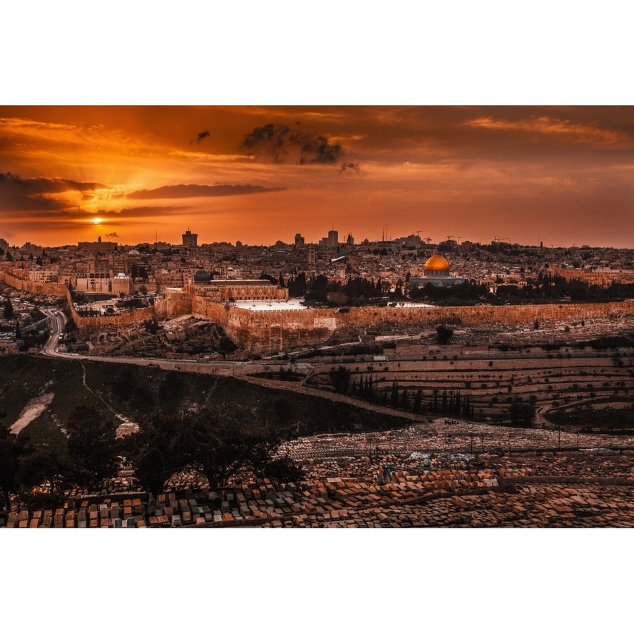 Cityscape Of Jerusalem At Sunset; Jerusalem Israel Poster Print by Reynold Mainse 12318150 Image 1