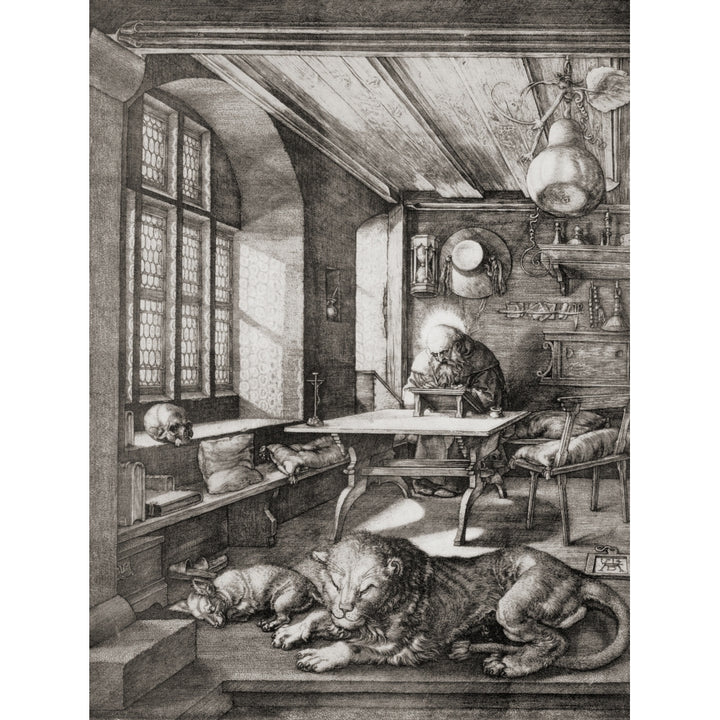 Saint Jerome in his Study after the 1514 engraving by Albrecht Drer. From Bibbys Annual published 1915 Poster Print Image 2