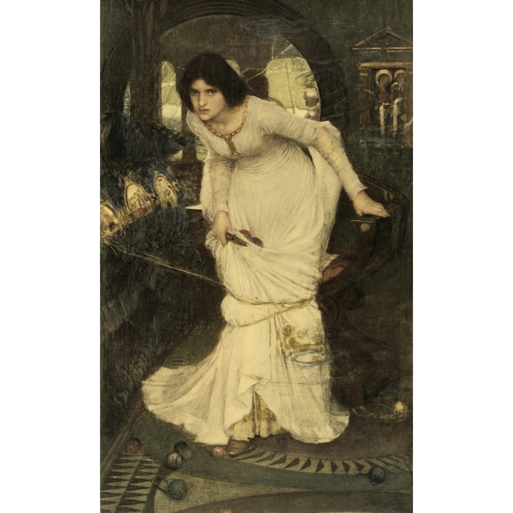 The Lady of Shalott Looking at Lancelot after the painting by J. W. Waterhouse 1894. From Bibbys Annual published 1 Image 1