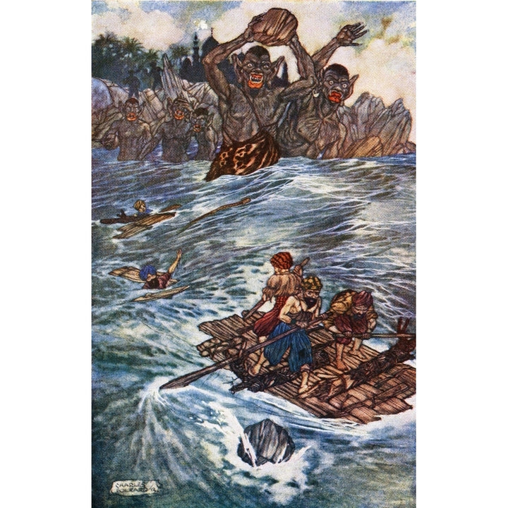 The Third Voyage of Sinbad the Sailor. Illustration by Charles Folkard from the book The Arabian Nights published 1917 P Image 2