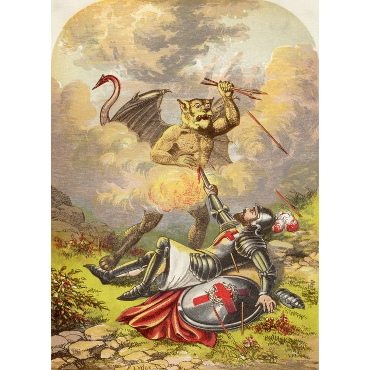 Christians Fight with Apollyon. Illustration by A.F.Lydon. From the book The Pilgrims Progress by John Bunyan published Image 1