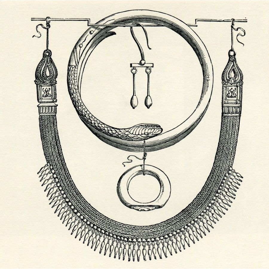 Necklace Ring Bracelet And Earring From Pompeii Italy. From Italian Pictures By Rev. Samuel Manning Published C.1890. by Image 1