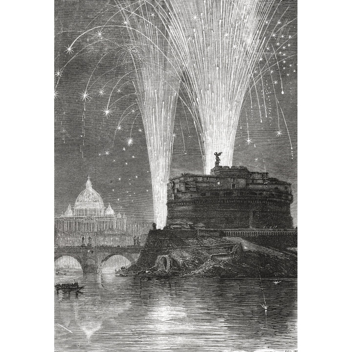 Illumination of St. Peters and firework display on the Castel SantAngelo Rome Italy in the late 19th century. From I Image 1