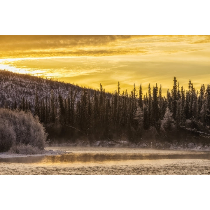 Sunrise over top of the Fishing Branch River in Niiinlii Njik Territorial Park; Yukon Canada Poster P Image 2