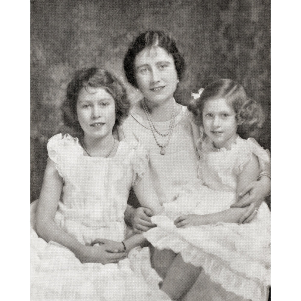 Queen Elizabeth With Her Daughters Princess Elizabeth Future Queen Elizabeth Ii Left And Princess Margaret Right In Image 1