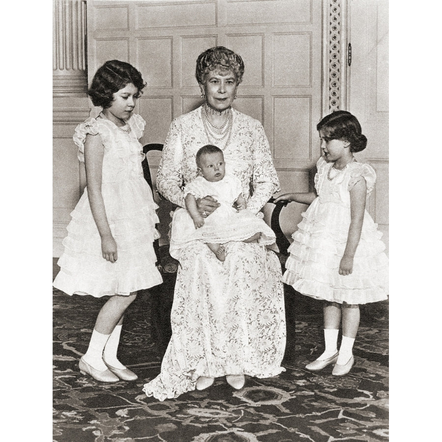 Mary Of Teck With Her Grandchildren In 1936 Princess Elizabeth Left Princess Margaret Rose Right And On Her Lap Prince Image 1