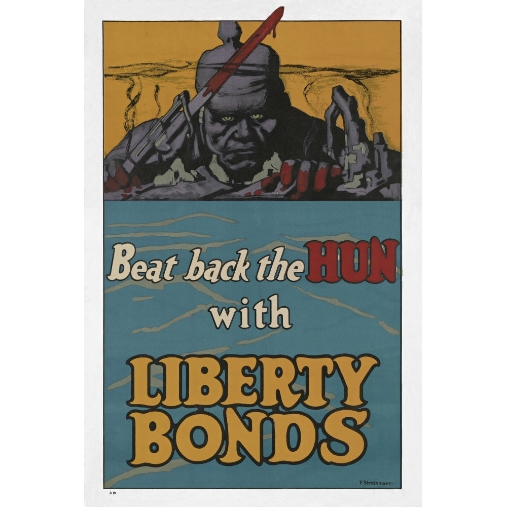 American Wwi Liberty Bond Poster Issued 1918. A War Bond That Was Sold In The United States To Support The Allied Cause Image 1