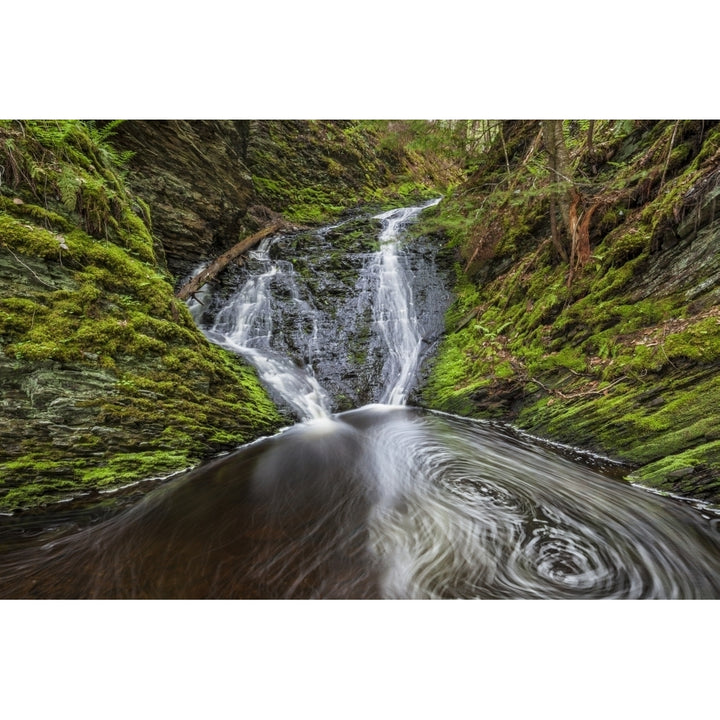 Waterfall and pool in a mossy forest ravine in springtime along Old Sanford Brook near West Gore; Nova Scotia Canada Po Image 2