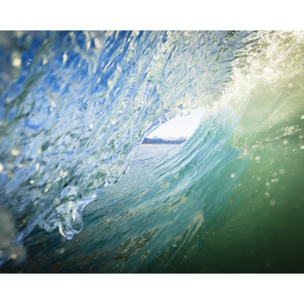 View Through The Barrel Of A Wave To The Kenai Mountains And The Coastline; Homer Alaska United States Of America by Image 1