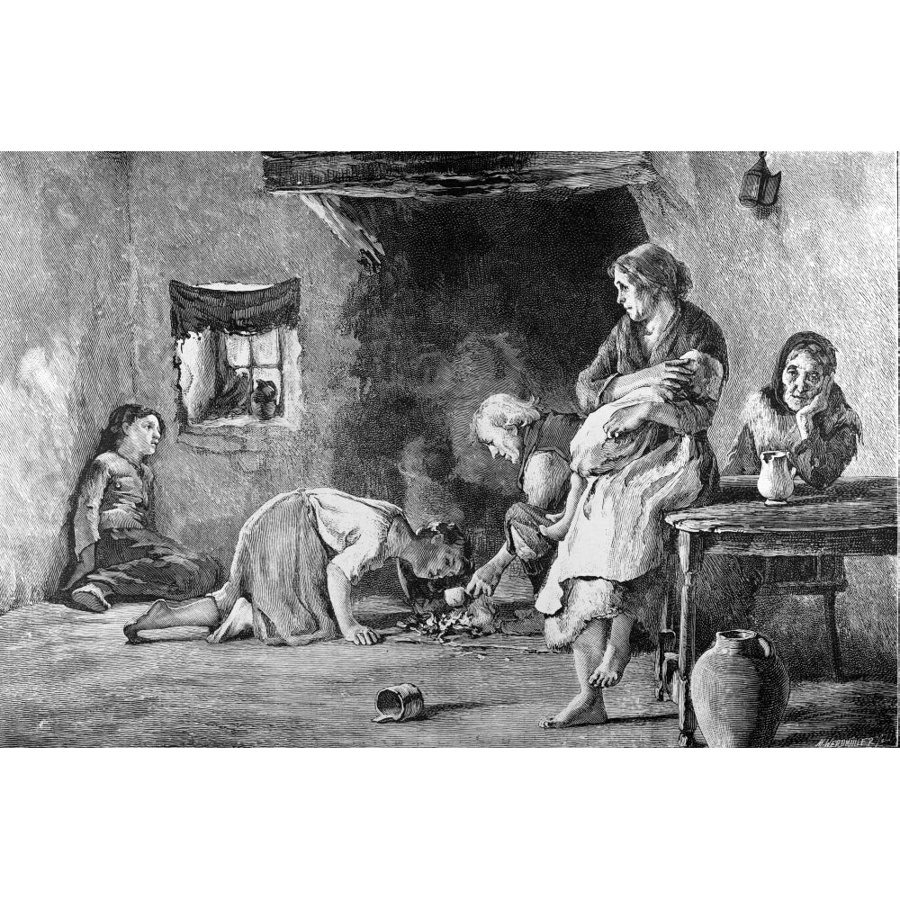 The Life And Times Of Queeen Victoria 1901.the Irish Famine interior Of A Peasant Hut by John Short / Design Pics Image 1