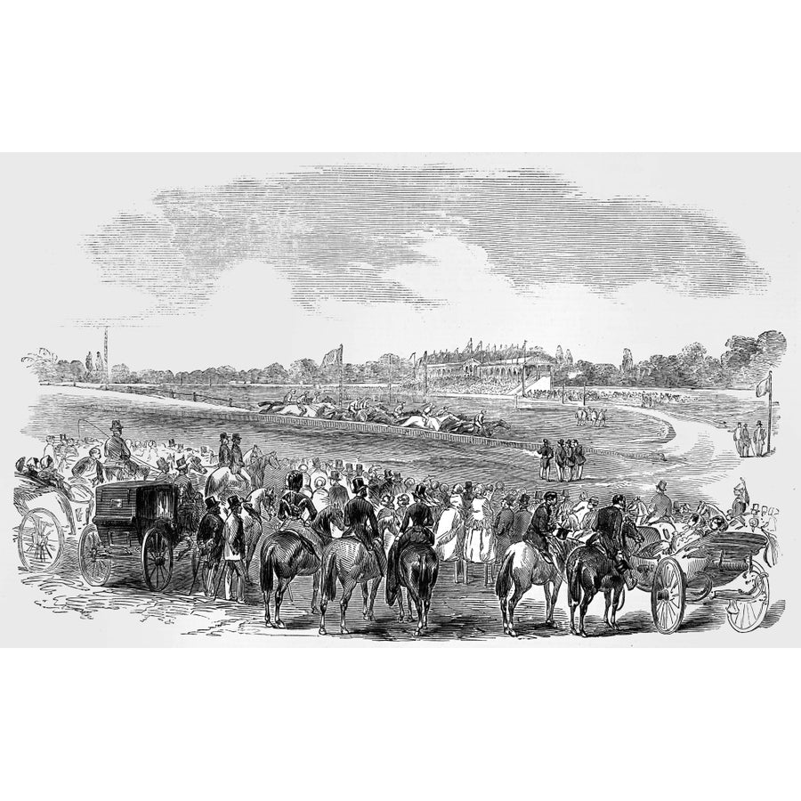 The Illustrated London News Etching From 1854. Racecourse And Hippodrome At Longchamps. Horses And Carriage At Image 1