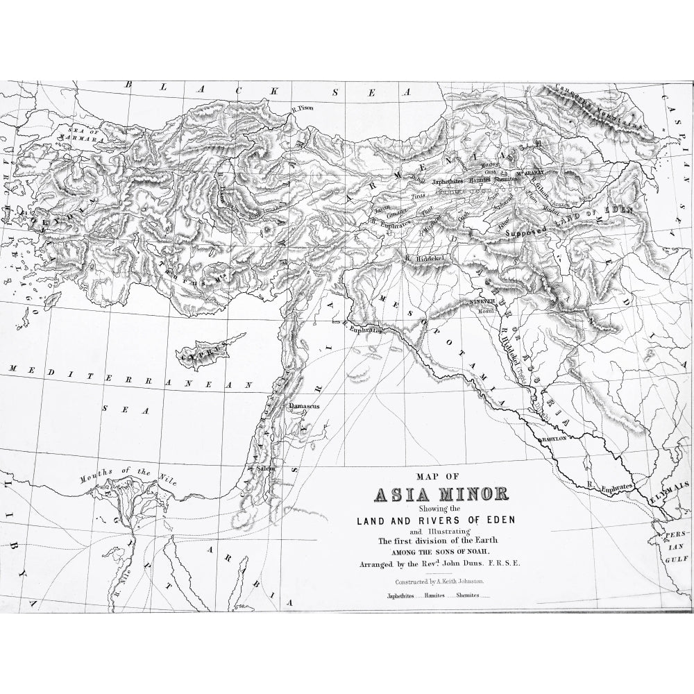 The Self-Interpreting Family Bible Brown Rev. John. Circa 1880. Line Block Etching Map Of Asia Minor Showing Rivers Of Image 1