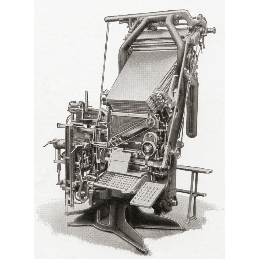 A linotype machine a line casting machine used in printing. From Meyers Lexicon published 1927. by Ken Welsh / Design Image 1