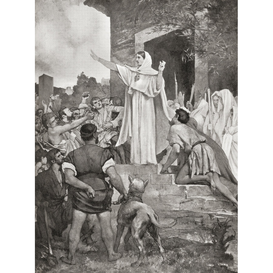 St. Genevieve calming the Parisians on the approach of Attila the Hun 451AD. From Hutchinsons History of the Nations Image 1