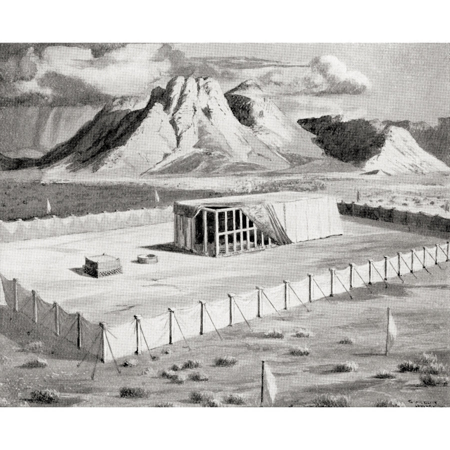 The Tabernacle erected by Moses Mount Sinai in the background. From Hutchinsons History of the Nations published 1915. Image 1