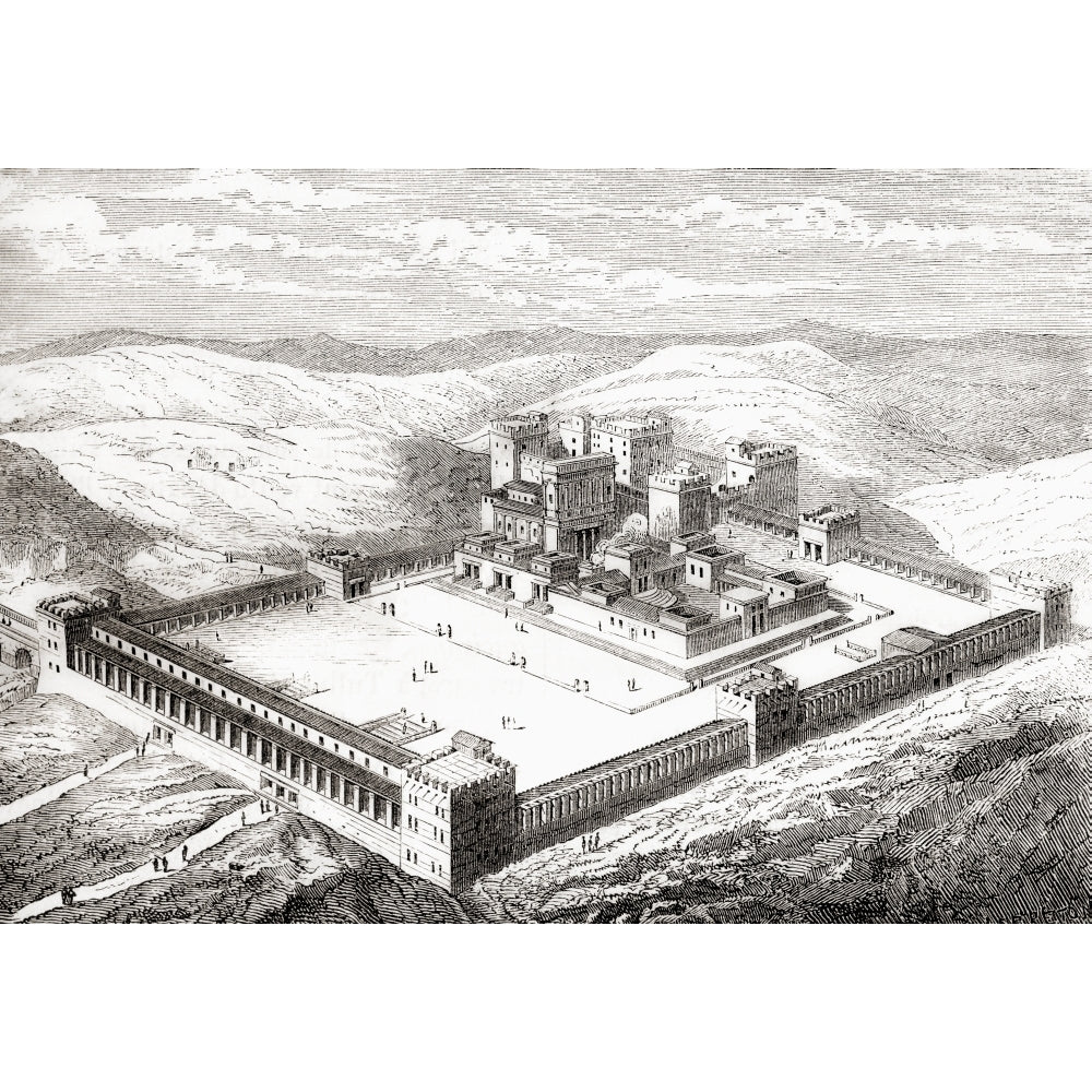 Artists impression of the restored Second Temple which replaced Solomons Temple Jerusalem. From Les Merveilles de la Image 1