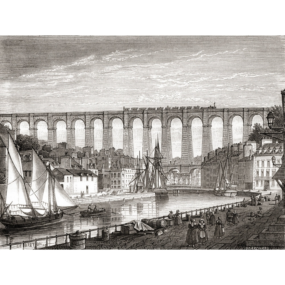 The railway from Paris to Brest crossing the Morlaix Viaduct France 1863. From Les Merveilles de la Science published Image 1