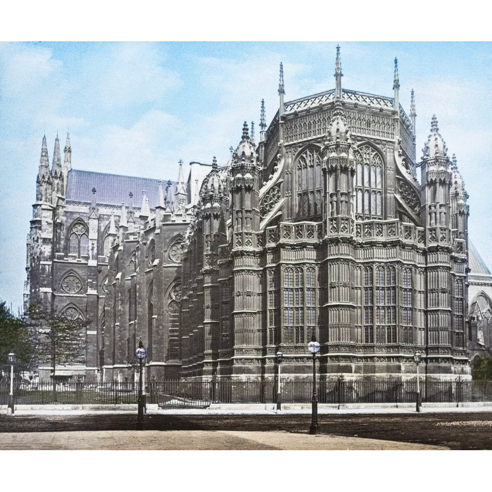 Magic Lantern slide circa 1900 hand coloured views of London England in Victorian times. Henry VII chapel Westminster Image 1