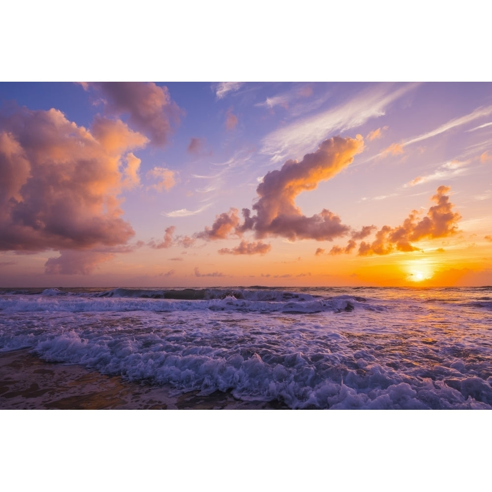 Sunrise over the Atlantic Ocean with the surf washing up on the shore; Indialantic Florida United States of America by Image 1