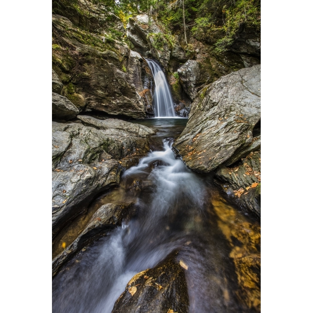 Bingham Falls with foliage on the rugged rocks Green Mountains; Stowe Vermont United States of America by Jenna Szerlag Image 1