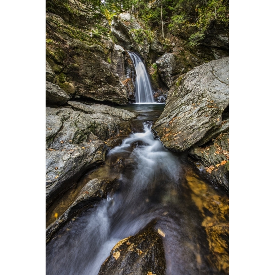 Bingham Falls with foliage on the rugged rocks Green Mountains; Stowe Vermont United States of America by Jenna Szerlag Image 1